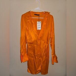 Orange Satin Dress